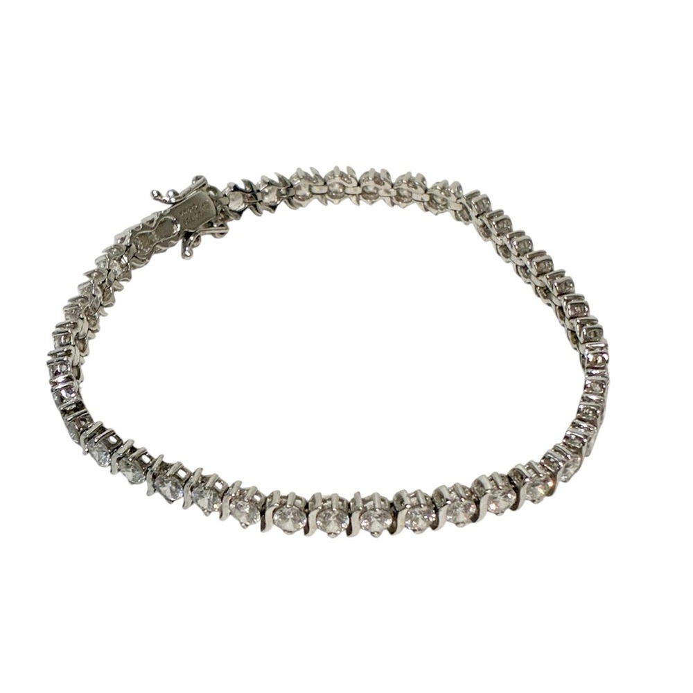 Sterling Silver 925 Clear Round CZ‎ S Style Tennis Bracelet Jewelry